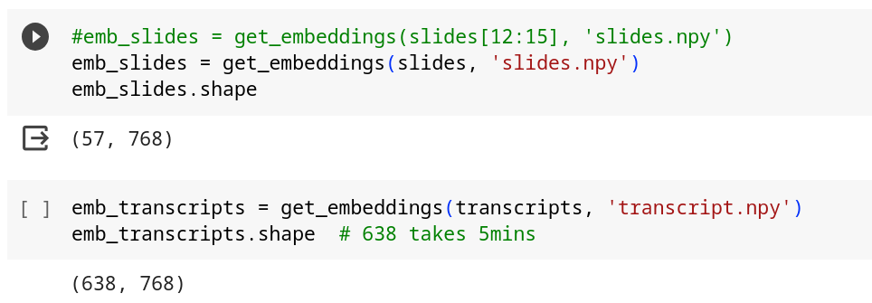 Shapes of the embedding arrays